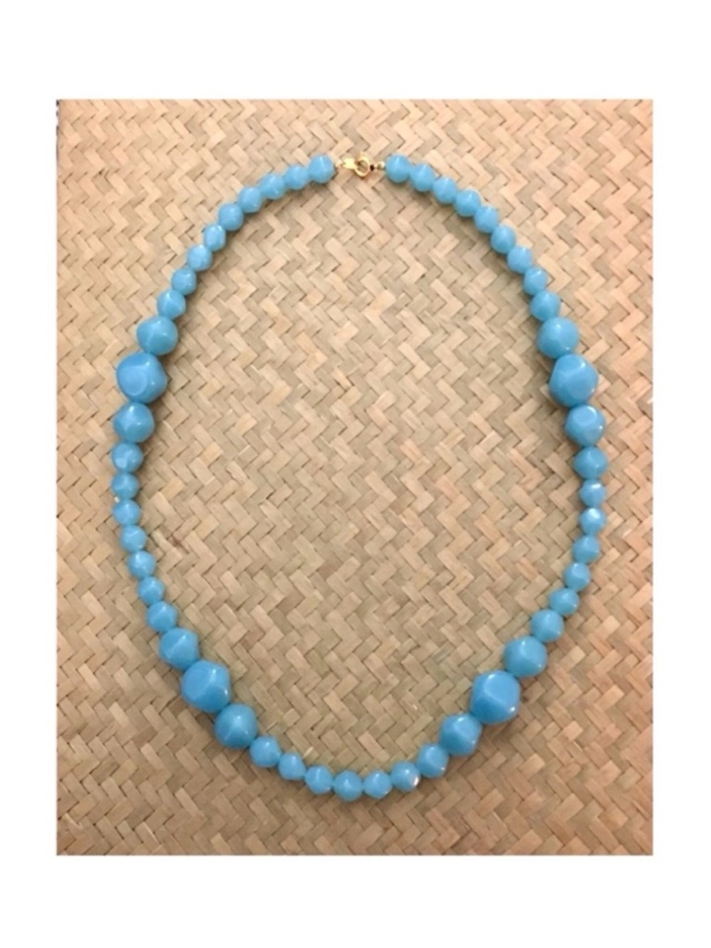 Vintage Trifari Aqua Blue Bead Necklace